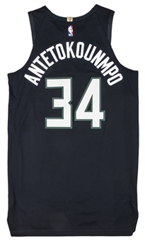 2021 Giannis Antetokounmpo Game Used & Photo Matched Milwaukee Bucks #34 "Statement Edition" Jersey Used In 1st Half On 1/15/21 - 31 Points & 9 Rebounds (MeiGray)